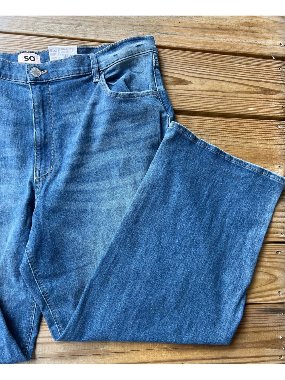 SO Super Stretch High Rise Wide Leg Blue Jeans Size 24 - Picture 6 of 10